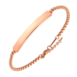 BALCANO - Steve / Engravable Stainless Steel Bracelet Round Venetian Cube Chain, 18K Rose Gold Plated - 3mm