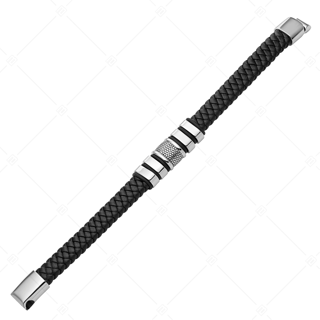BALCANO - Harvey / Bracelet en cuir tressé avec têtière en plusieurs parties en acier inoxydable (441472BL97)