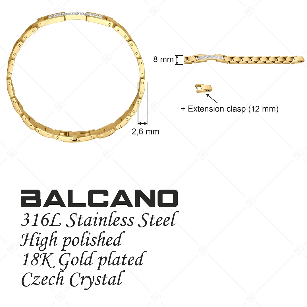 BALCANO - Brigitte / Edelstahl Armband mit funkelnden tschechischen Kristallen und 18K Gold Beschichtung (441473BC88)