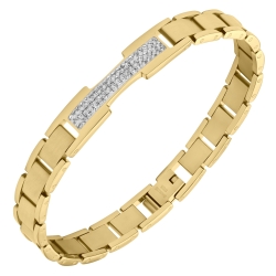 BALCANO - Brigitte / Edelstahl Armband mit funkelnden tschechischen Kristallen und 18K Gold Beschichtung