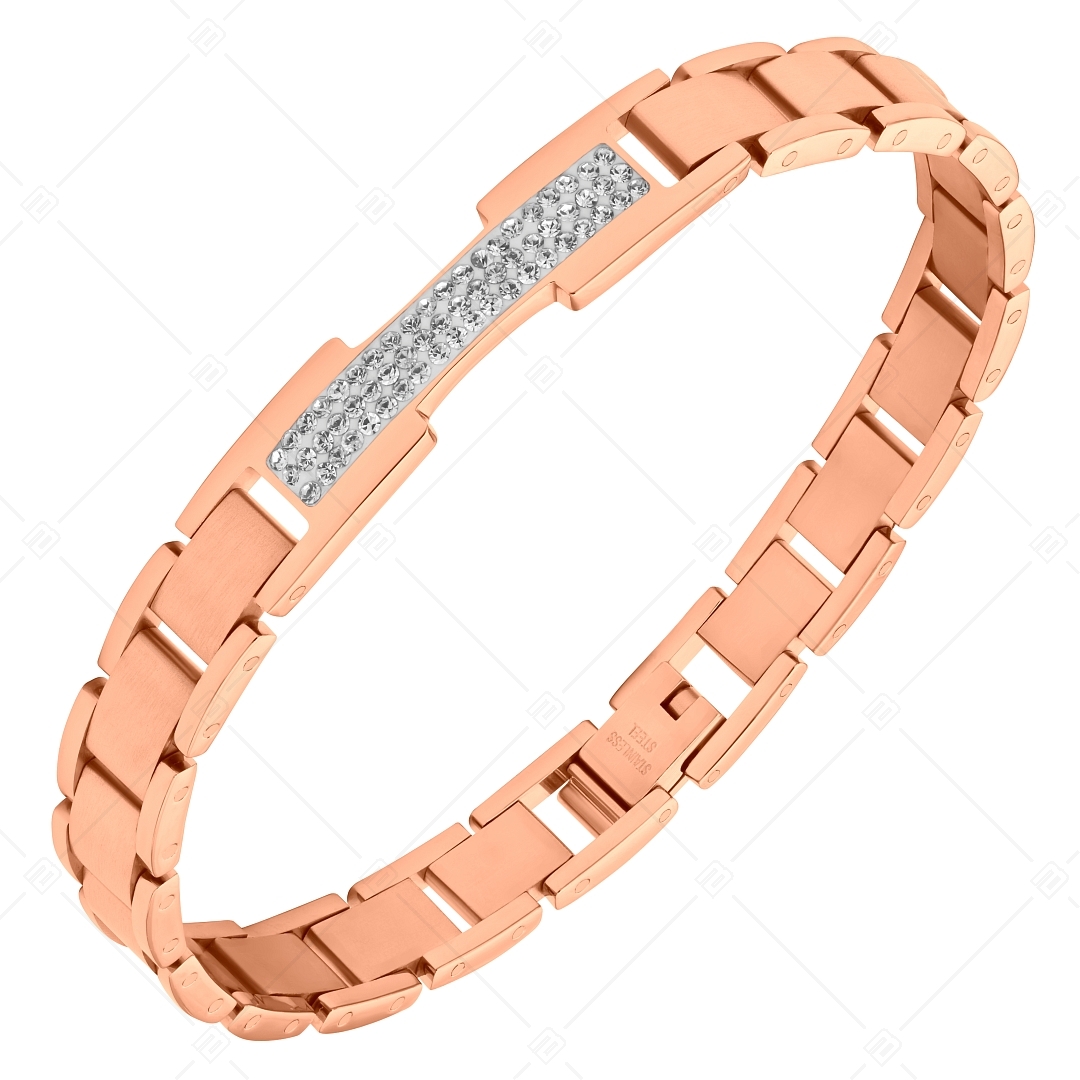 BALCANO - Brigitte / Bracelet en acier inoxydable avec cristaux tchèques étincelants et plaqué or rose 18K (441473BC96)
