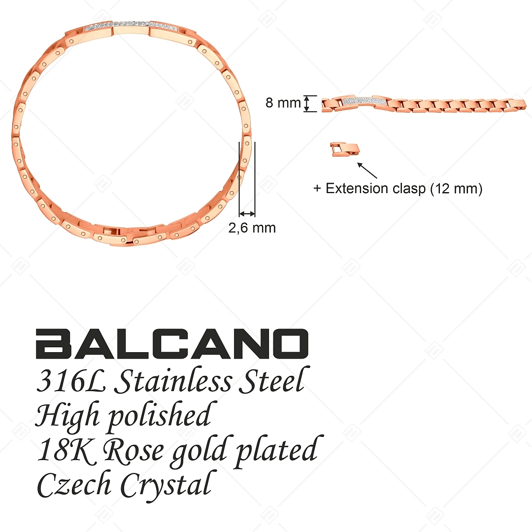 BALCANO - Brigitte / Stainless Steel Bracelet With Sparkling Czech Crystals, 18K Rose Gold Plated (441473BC96)