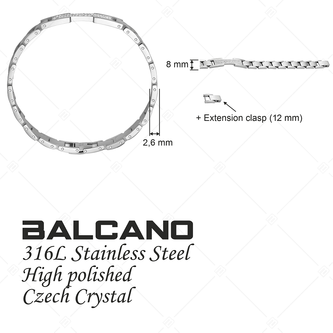 BALCANO - Brigitte / Bracelet en acier inoxydable avec cristaux tchèques étincelants, avec hautement polie (441473BC97)