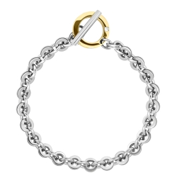 BALCANO - Michelle / Stainless Steel Bracelet Of Round, Polished Chain Links With Zirconia, 18K Gold Plated