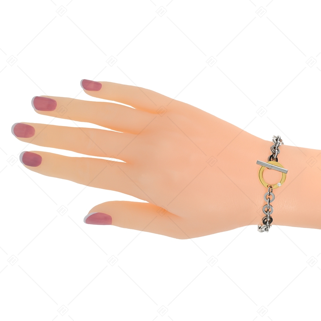 BALCANO - Michelle / Bracelet en acier inoxydable avec pierres précieuses zirconium, plaqué or 18K (441475BC88)