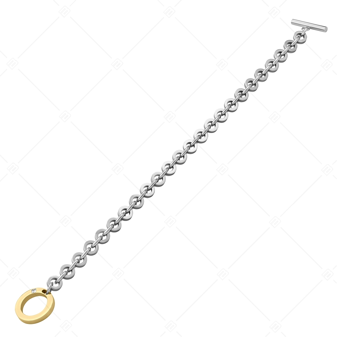BALCANO - Michelle / Stainless Steel Bracelet Of Round, Polished Chain Links With Zirconia, 18K Gold Plated (441475BC88)