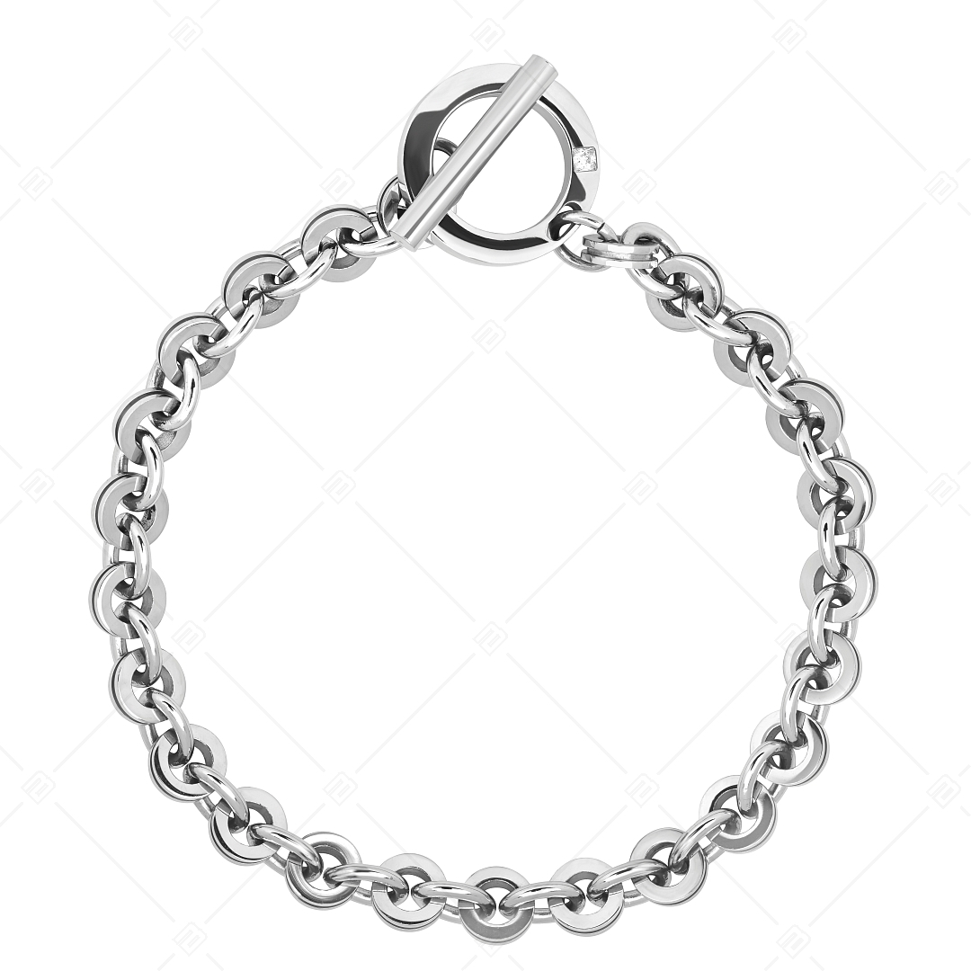 BALCANO - Michelle / Stainless Steel Bracelet of Round, Polished Chain Links With Zirconia, High Polished (441475BC97)