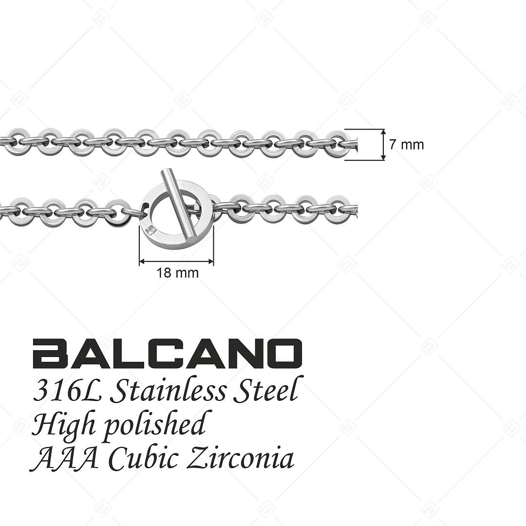BALCANO - Michelle / Edelstahlarmband aus runden, polierten Kettengliedern mit Zirkonia-Edelstein, hochglanzpoliert (441475BC97)