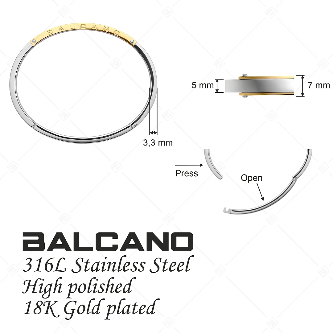 BALCANO - Kelly / Edelstahl Armreif mit Hochglanzpolierung und 18K Gold Beschichtung (441476BL88)