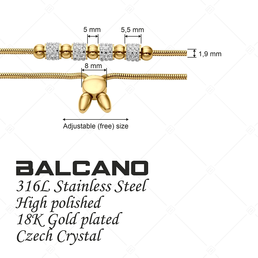 BALCANO - Shelly / Bracelet chaîne serpent en acier inoxydable avec cylindres en cristal et perles, plaqué or 18K (441478BC88)