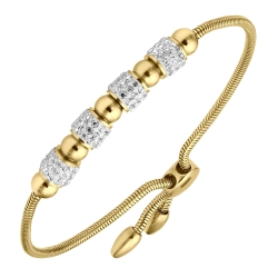 BALCANO - Shelly / Stainless Steel Snake Chain Bracelet With Crystal Cylinders and Beads, 18K Gold Plated