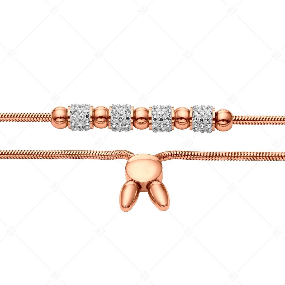 BALCANO - Shelly / Stainless Steel Snake Chain Bracelet With Crystal Cylinders and Beads, 18K Rose Gold Plated (441478BC96)