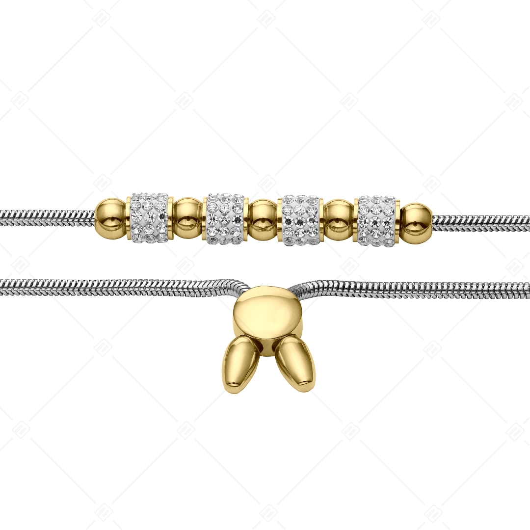 BALCANO - Shelly / Two-Tone Stainless Steel Snake Chain Bracelet With Crystal Cylinders and Beads, 18K Gold Plated (441478BC99)