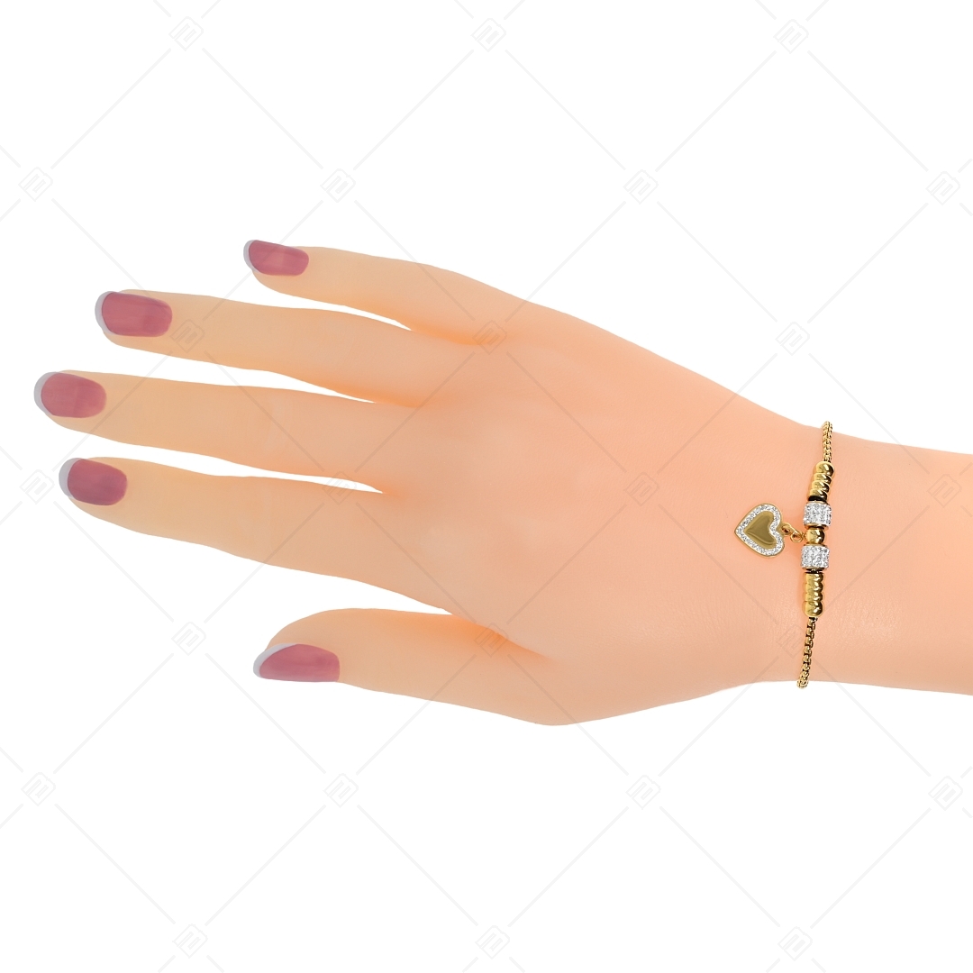 BALCANO - Samantha / Kettenarmband aus Edelstahl 18K vergoldet mit Kristallzylindern und Charm Ring (441479BC88)