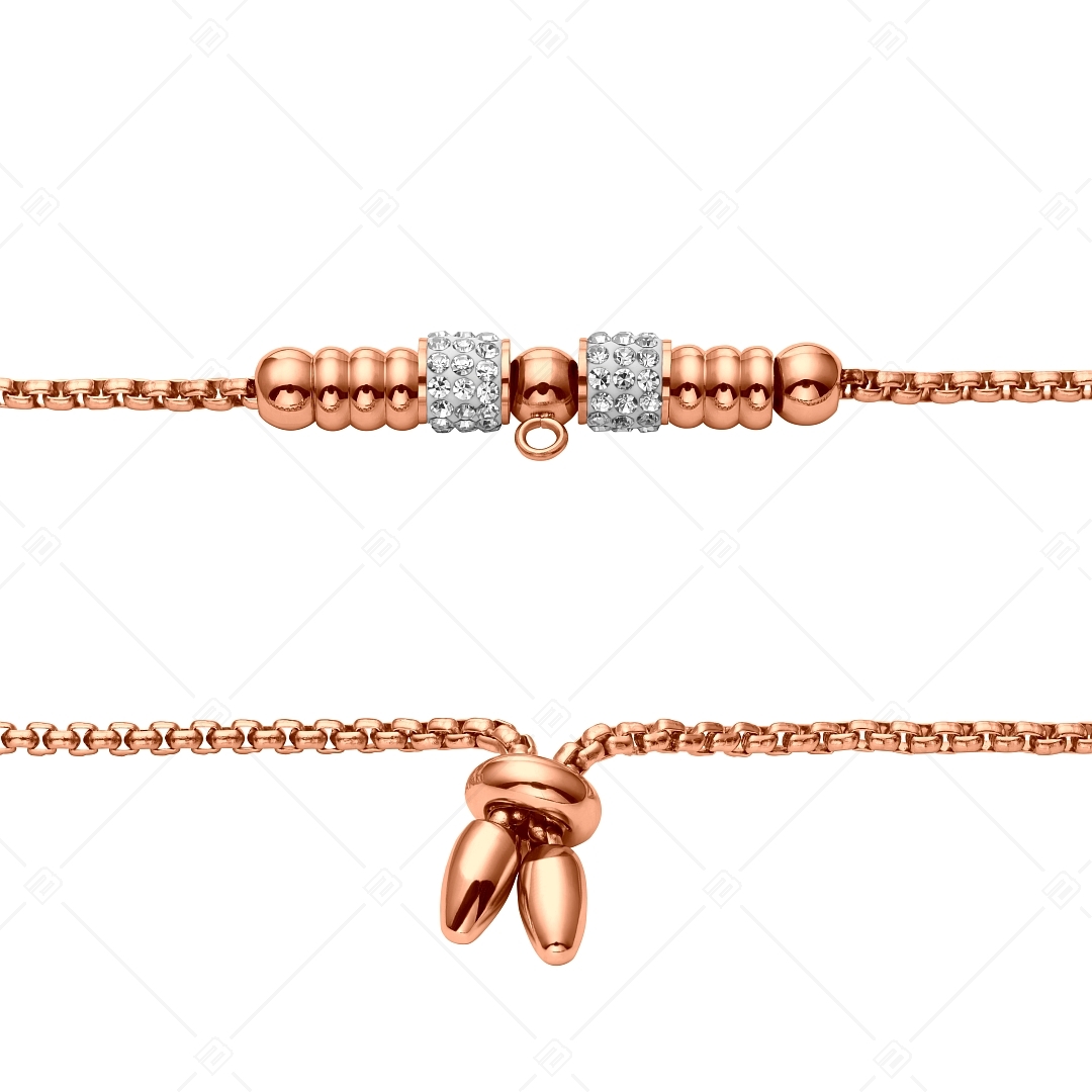 BALCANO - Samantha / Stainless Steel Chain Bracelet 18K Rose Gold Plated With Crystal Cylinders and Charm Ring (441479BC96)