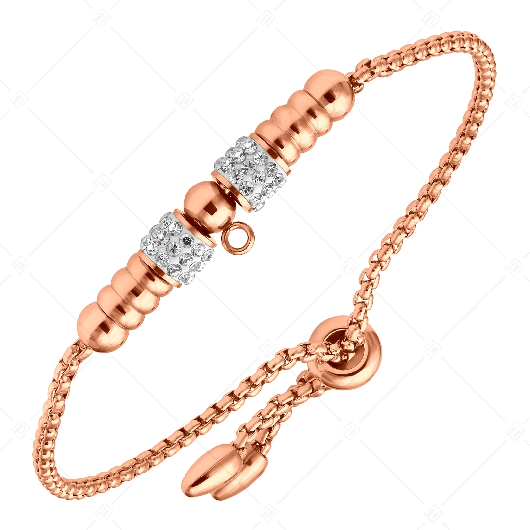 BALCANO - Samantha / Stainless Steel Chain Bracelet 18K Rose Gold Plated With Crystal Cylinders and Charm Ring (441479BC96)