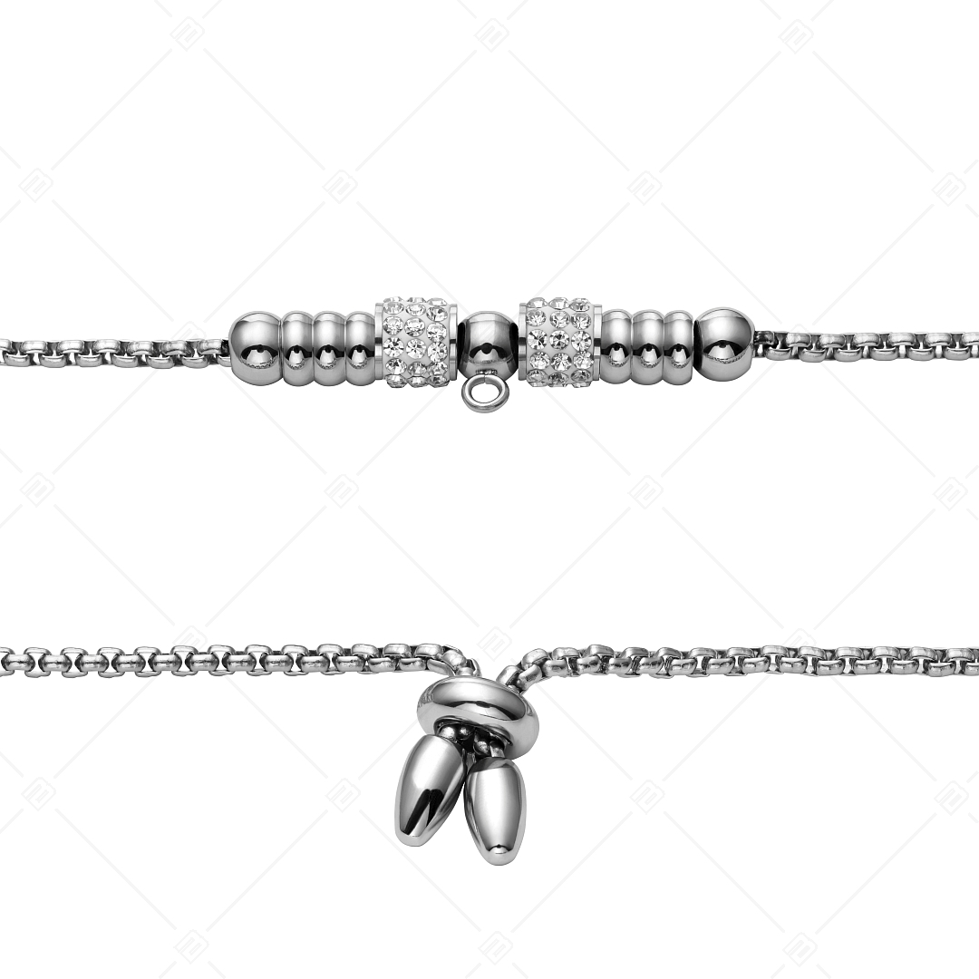 BALCANO - Samantha / Stainless Steel Chain Bracelet With High Polish, Crystal Cylinders and Charm Ring (441479BC97)
