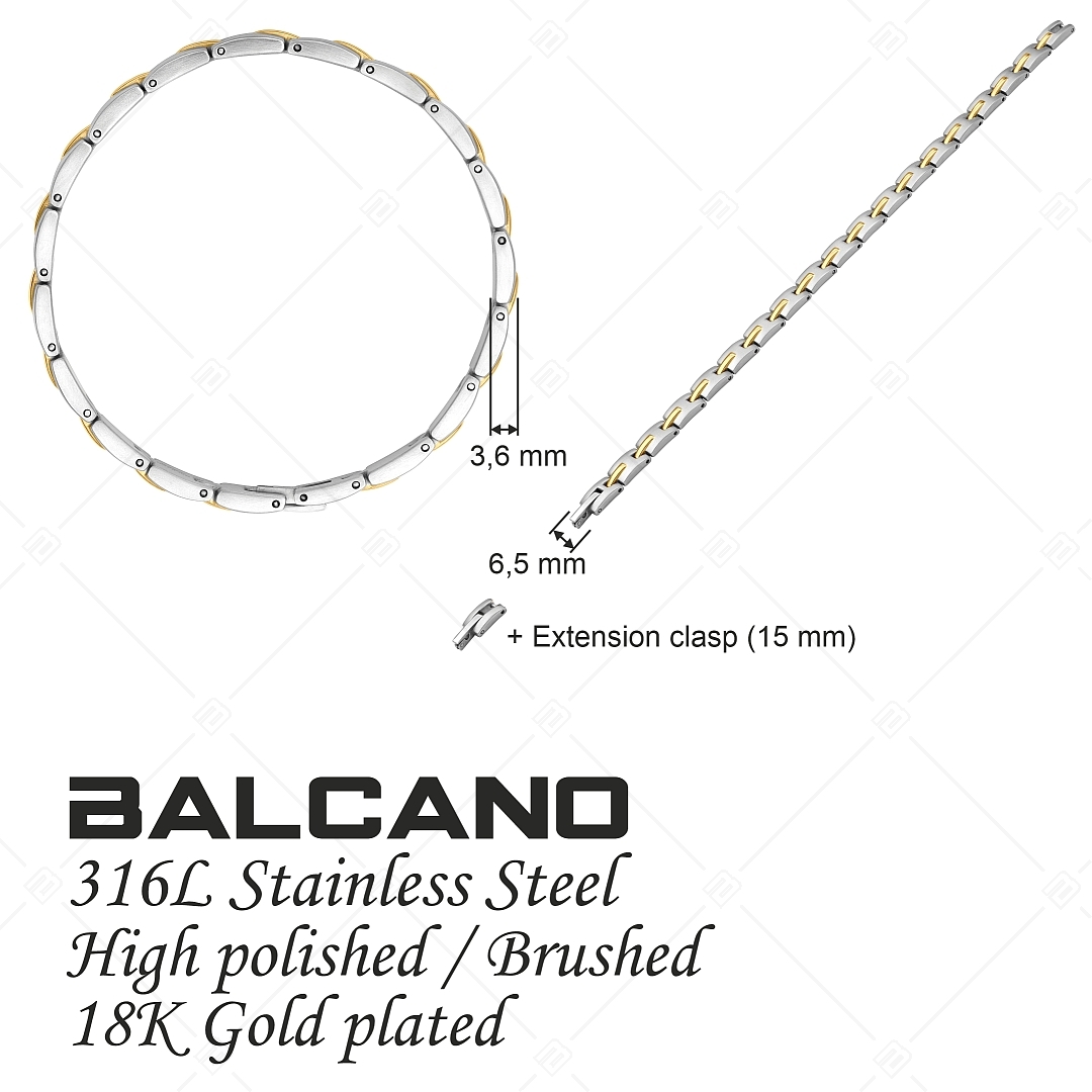 BALCANO - Phil / Bracelet en acier inoxydable avec une finition satinée et plaqué or 18K (441481BC88)