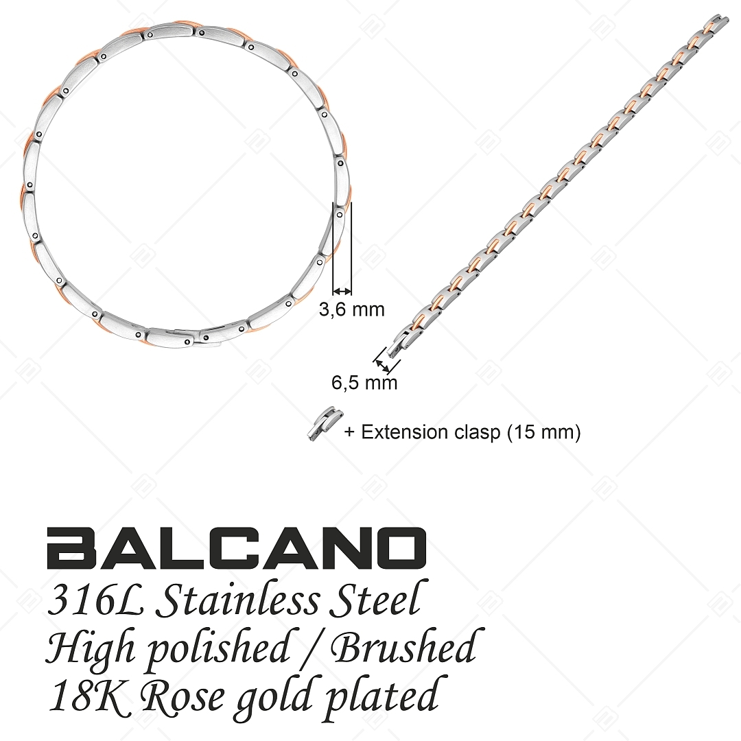 BALCANO - Phil / Bracelet en acier inoxydable avec une finition satinée et plaqué or rose 18K (441481BC96)