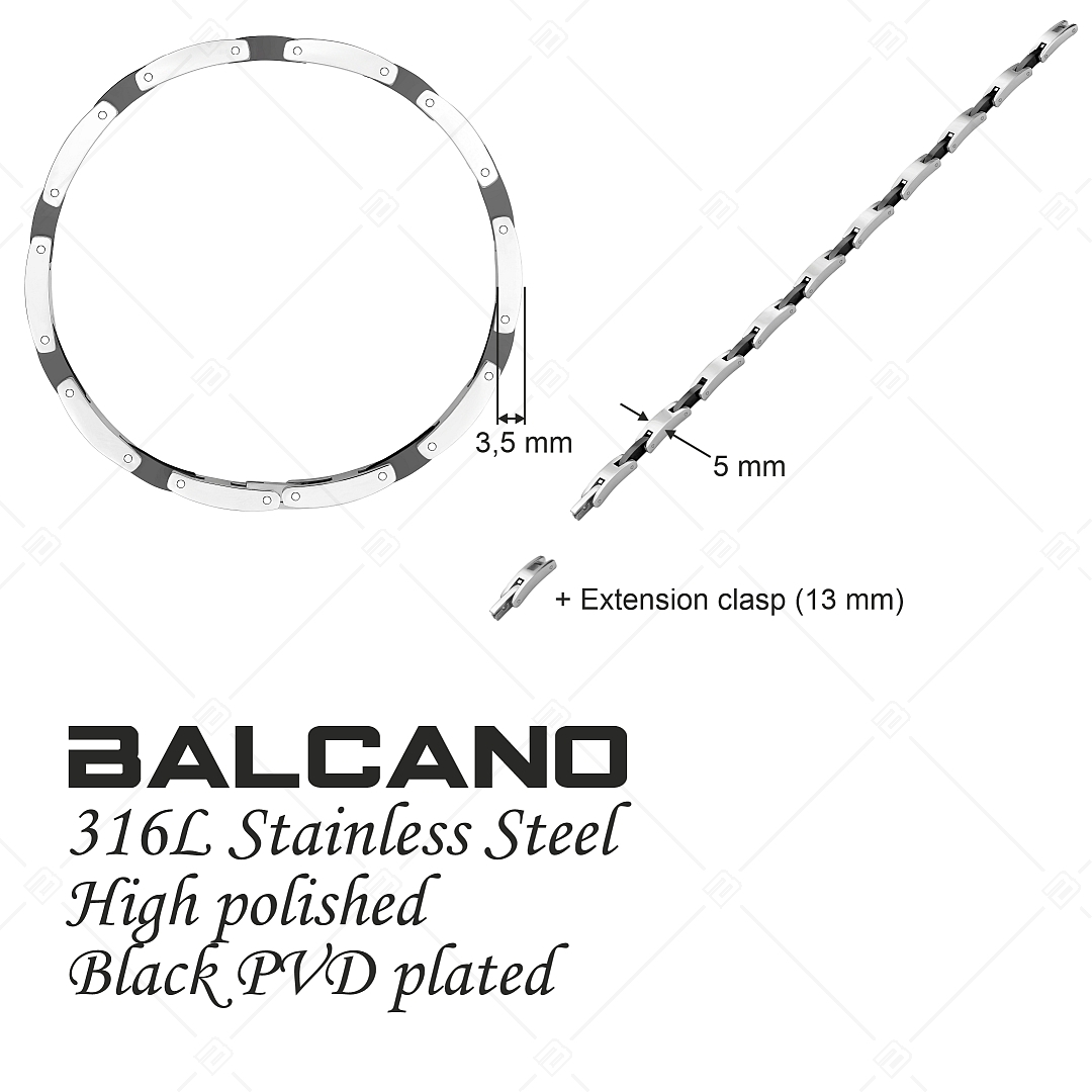 BALCANO - Tony / Bracelet en acier inoxydable avec hautement polie et plaqué PVD noir (441482BC11)