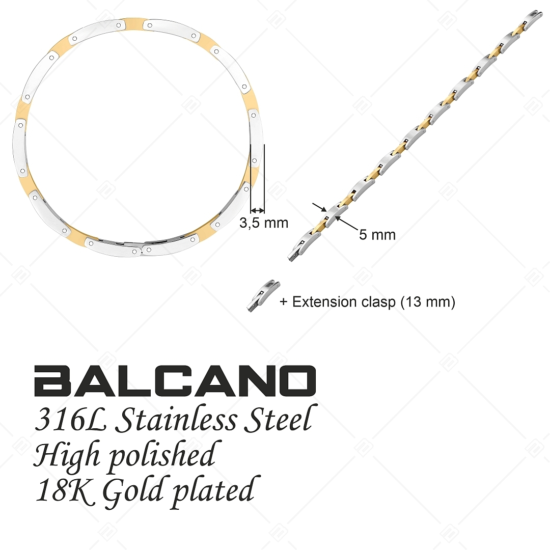 BALCANO - Tony / Edelstahl Armband mit Hochglanzpolierung und 18K Gold Beschichtung (441482BC88)