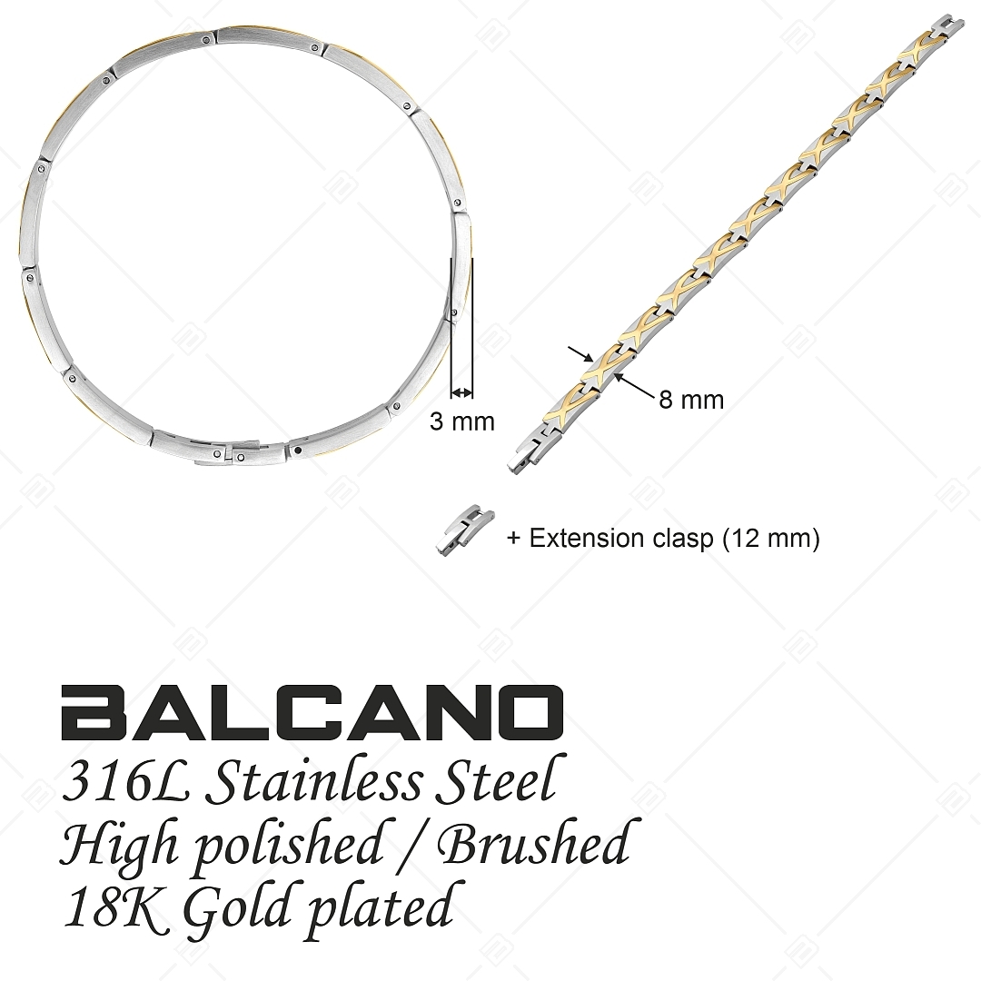 BALCANO - Gabby / Bracelet en acier inoxydable avec une finition satinée et motif unique plaqué or 18K (441484BC88)