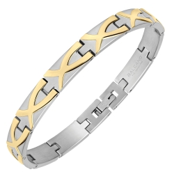 BALCANO - Gabby / Bracelet en acier inoxydable avec une finition satinée et motif unique plaqué or 18K