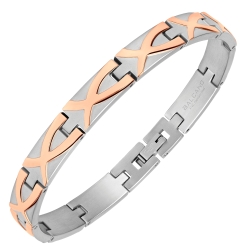 BALCANO - Gabby / Stainless Steel Bracelet With Satin Finish and 18K Rose Gold Plated Unique Pattern