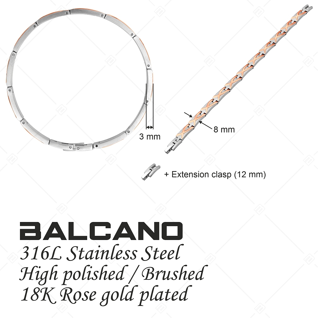 BALCANO - Gabby / Edelstahlarmband mit Satin-Finish und 18K rosévergoldetem einzigartigem Muster (441484BC96)