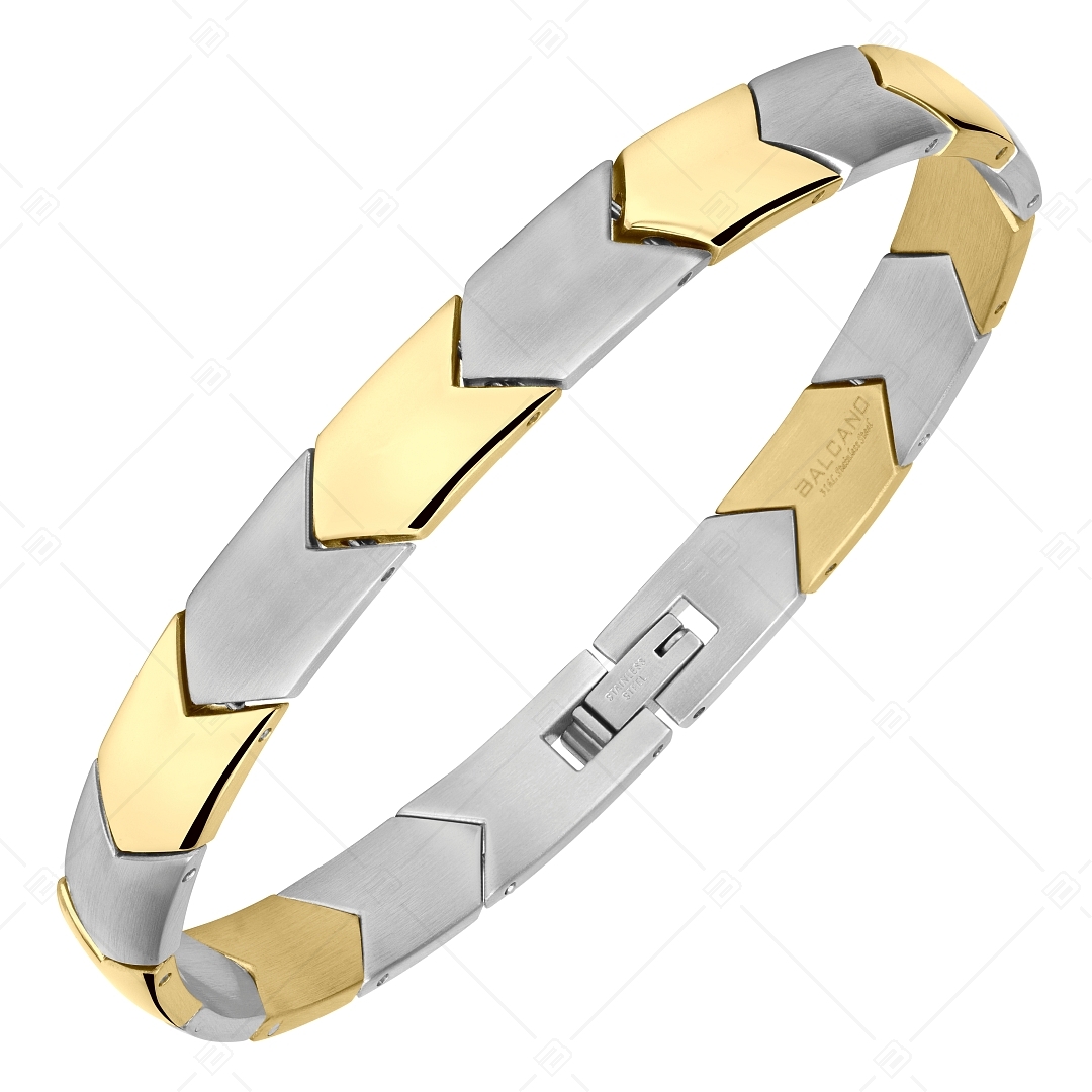 BALCANO - Terry / Stainless Steel Bracelet With Satin Finish and 18K Gold Plated Arrow Shape Pattern (441485BC88)