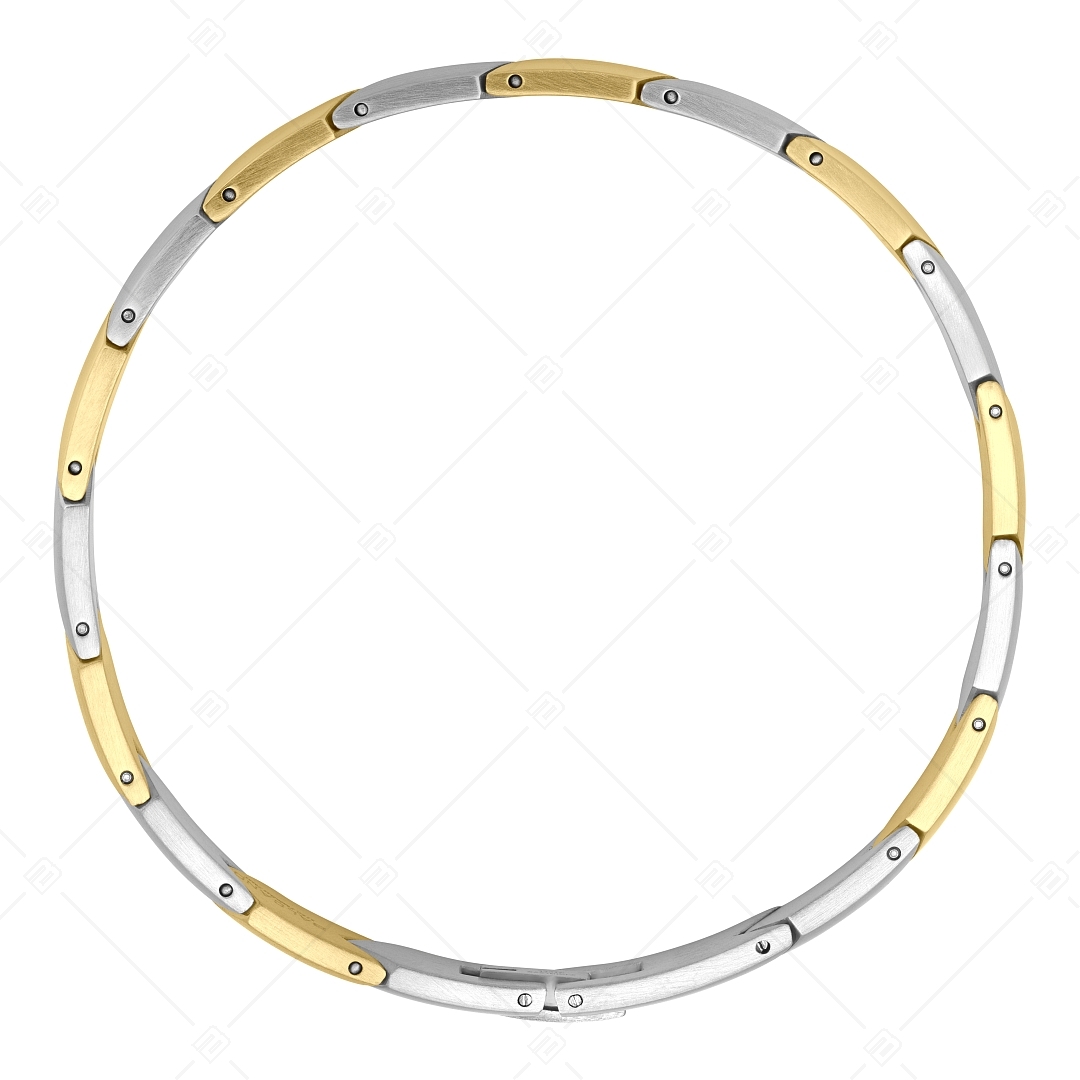 BALCANO - Terry / Bracelet en acier inoxydable avec finition satinée et avec motif en forme de flèche plaqué or 18K (441485BC88)
