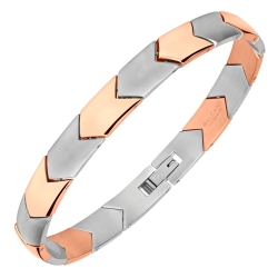BALCANO - Terry / Stainless Steel Bracelet With Satin Finish and 18K Rose Gold Plated Arrow Shape Pattern