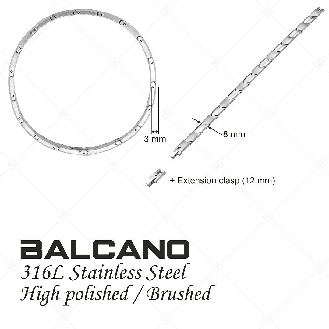 BALCANO - Terry / Edelstahlarmband mit Satin-Finish und poliertem pfeilförmigem Muster (441485BC97)