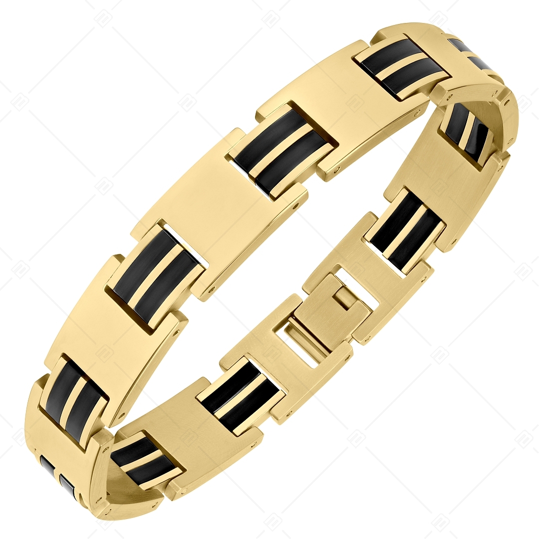 BALCANO - Jordan / Edelstahl Armband mit 18K vergoldet und mit schwarz PVD-beschichteten Doppel-Inlays (441486BC88)