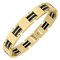 BALCANO - Jordan / Edelstahl Armband mit 18K vergoldet und mit schwarz PVD-beschichteten Doppel-Inlays