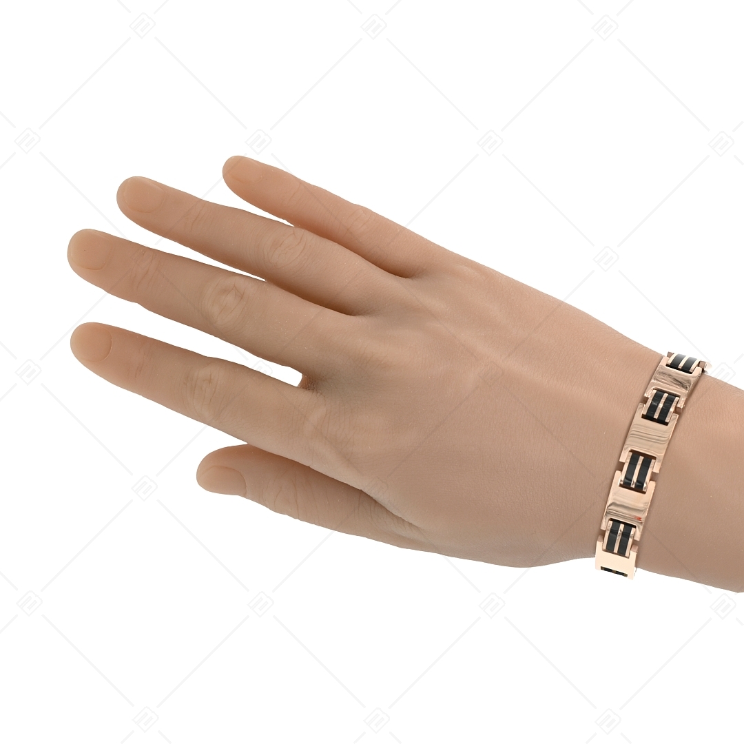BALCANO - Jordan / Edelstahl Armband mit 18K rosévergoldet und mit schwarz PVD-beschichteten Doppel-Inlays (441486BC96)