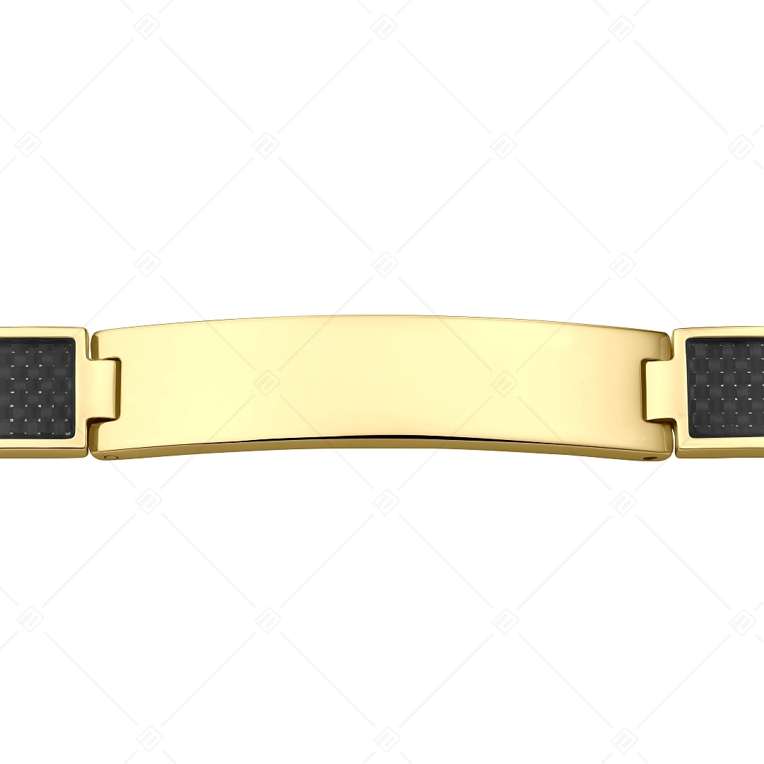 BALCANO - Martin / Engravable Stainless Steel Bracelet With Carbon Fiber Inlay 18K Gold Plated (441487BC88)