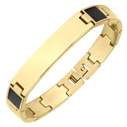 BALCANO - Martin / Engravable Stainless Steel Bracelet With Carbon Fiber Inlay 18K Gold Plated