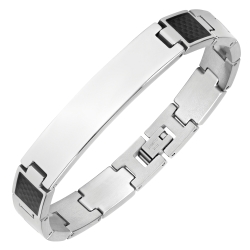 BALCANO - Martin / Engravable Stainless Steel Bracelet With Carbon Fiber Inlay and With High Polish