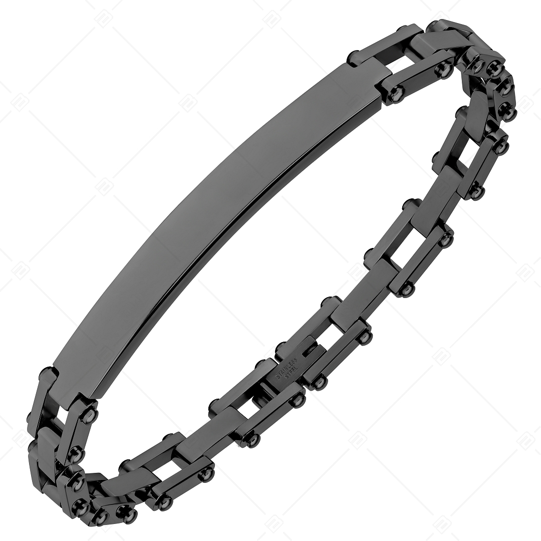 BALCANO - Patrick / Bracelet gravable en acier inoxydable avec hautement polie et plaqué PVD noir (441488EG11)