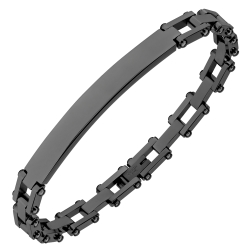BALCANO - Patrick / Bracelet gravable en acier inoxydable avec hautement polie et plaqué PVD noir
