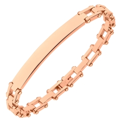 BALCANO - Patrick / Bracelet gravable en acier inoxydable avec hautement polie et plaqué or rose 18K