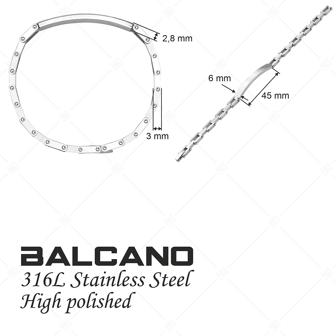 BALCANO - Patrick / Bracelet gravable en acier inoxydable avec hautement polie (441488EG97)