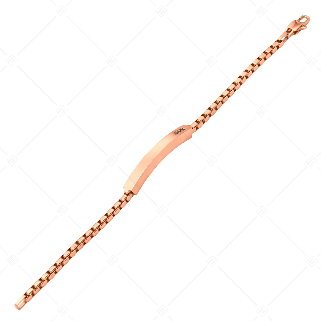 BALCANO - Morgan / Bracelet gravable en acier inoxydable avec zirconia noir et plaqué or rose 18K (441489EG96)
