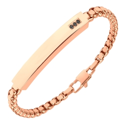 BALCANO - Morgan / Engravable Stainless Steel Bracelet With Black Zirconia 18K Rose Gold Plated