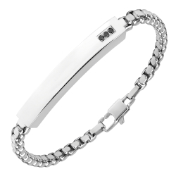 BALCANO - Morgan / Engravable Stainless Steel Bracelet With Black Zirconia with High Polish