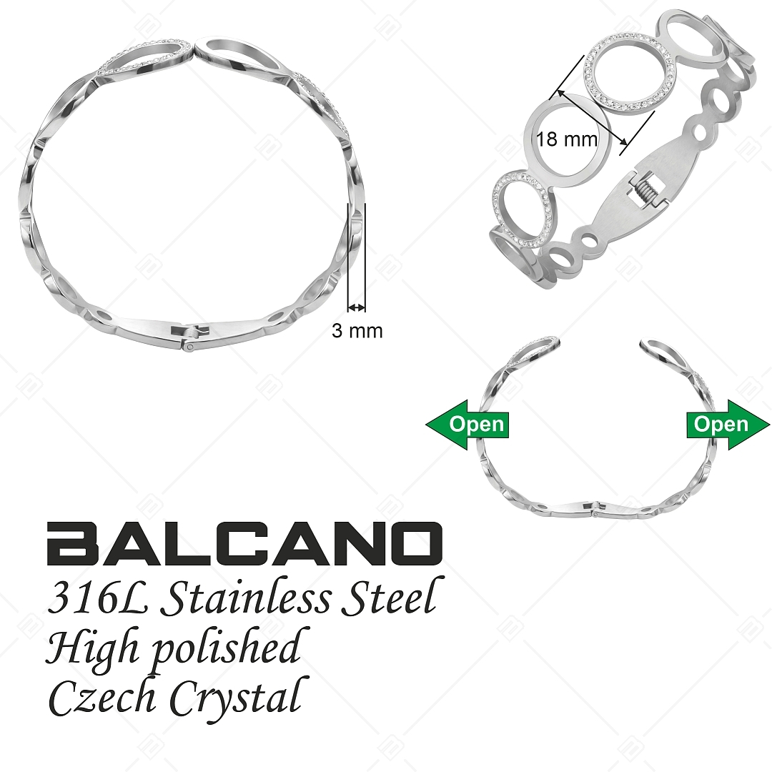 BALCANO - Belle / Stainless Steel Bangle With High Polish and Crystals Cylinders (441490BC97)