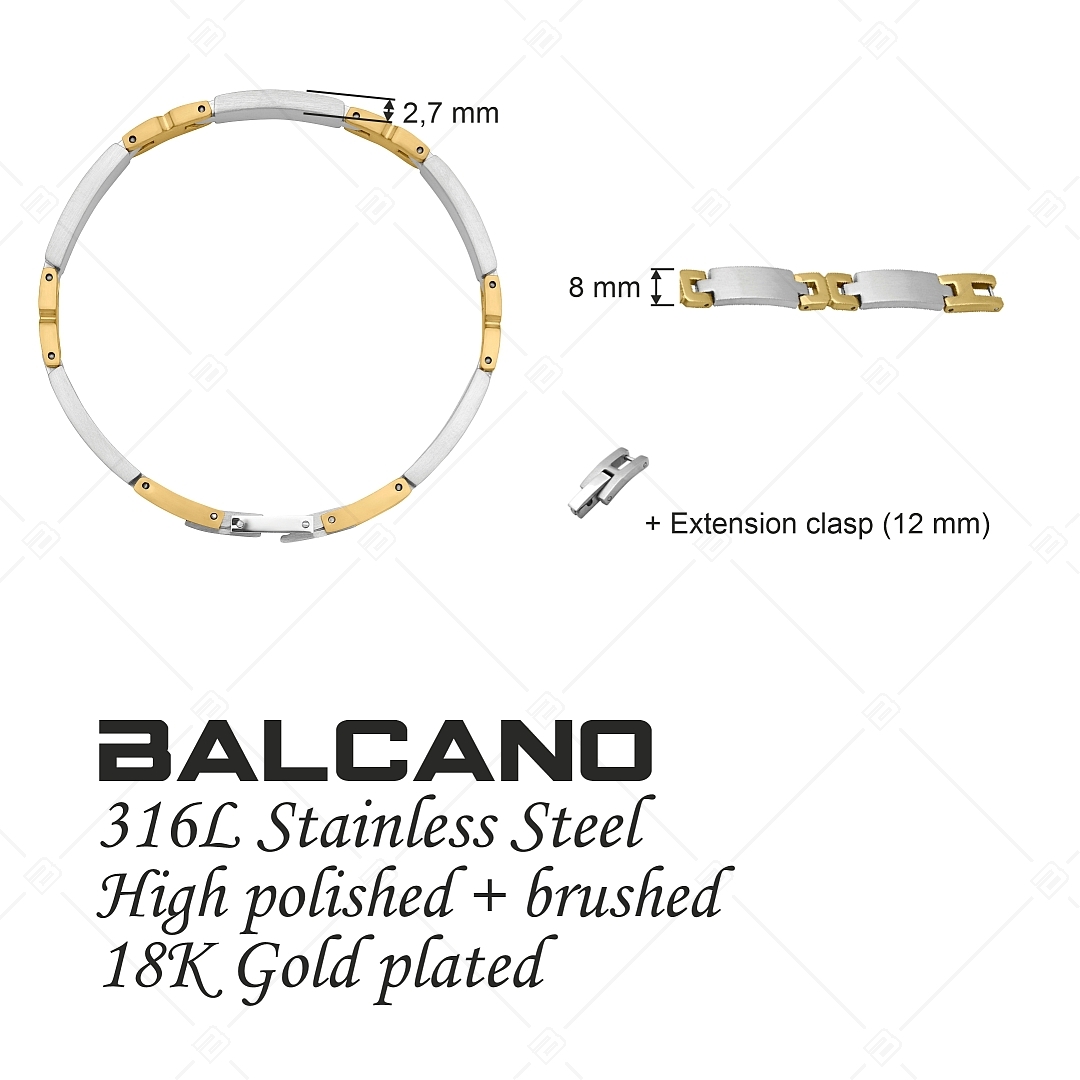 BALCANO - Hailey / Stainless Steel Bracelet With Satin Finish and 18K Gold Plated "H" Shape Pattern (441491BC88)