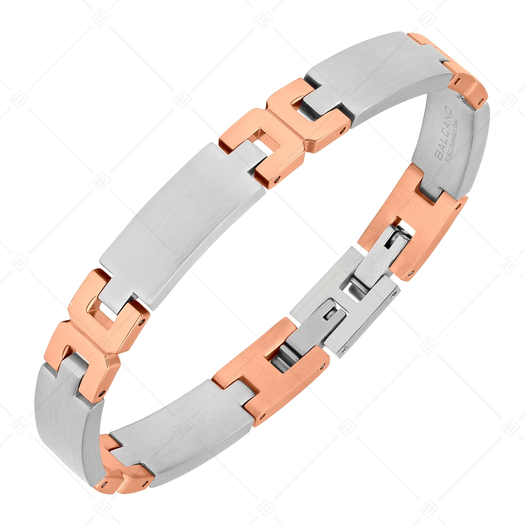 BALCANO - Hailey / Stainless Steel Bracelet With Satin Finish and 18K Rose Gold Plated "H" Shape Pattern (441491BC96)