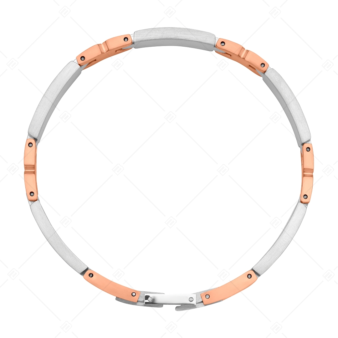BALCANO - Hailey / Stainless Steel Bracelet With Satin Finish and 18K Rose Gold Plated "H" Shape Pattern (441491BC96)